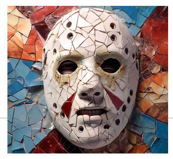 3D Mosaic Mask Clear Cast Skinny Tumbler Wrap 20oz