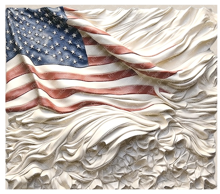 3D American Flag Full Color Skinny Tumbler Wrap