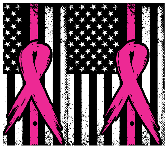 American Flag Pink Ribbon Full Color Skinny Tumbler Wrap
