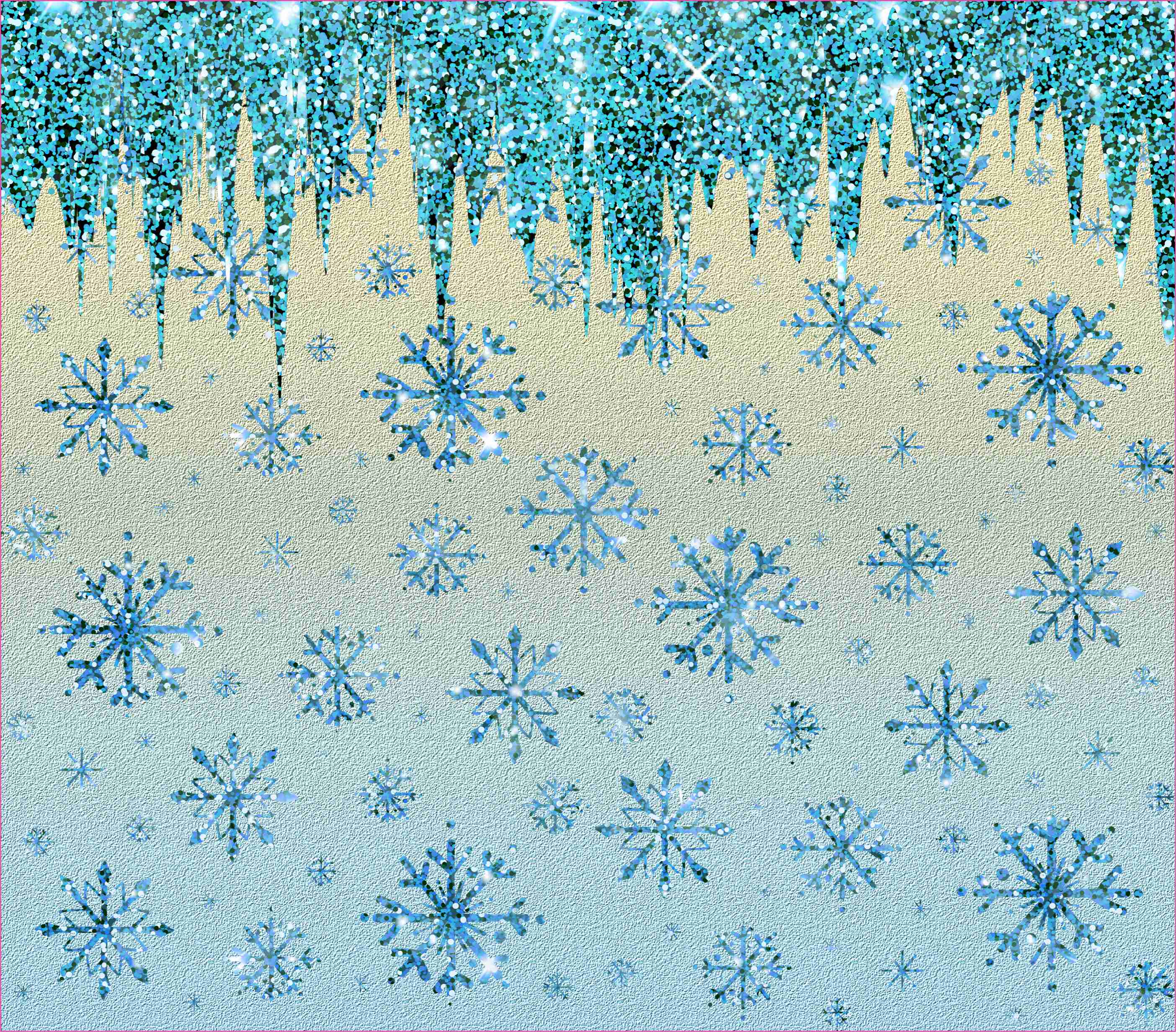 Blue Winter Snowflake Drip Full Color Skinny Tumbler Wrap