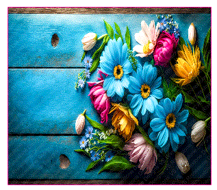 Blue Wooden Flowers Skinny Tumbler Wrap