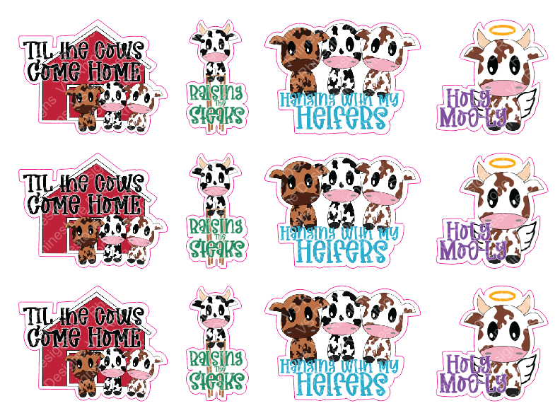 Cute Cow Packaging Stickers 24 PC