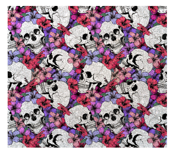Flowery Skull 12 x 12 Full Color Permanent Vinyl Sheet