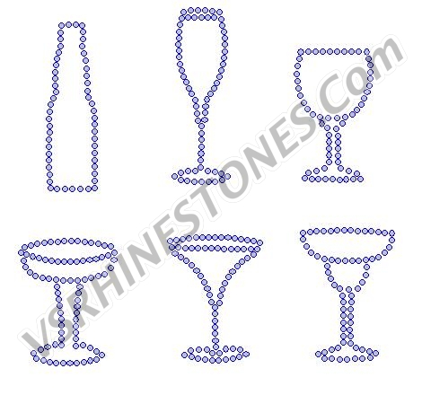 Glass Assortment Mini Rhinestone Transfers (6)
