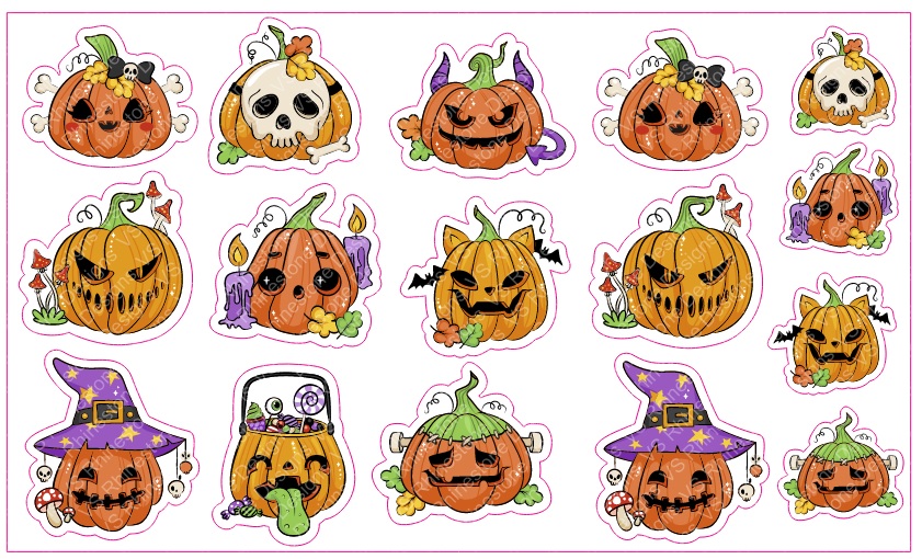 Halloween Pumpkin Sticker Pack ASSORTED