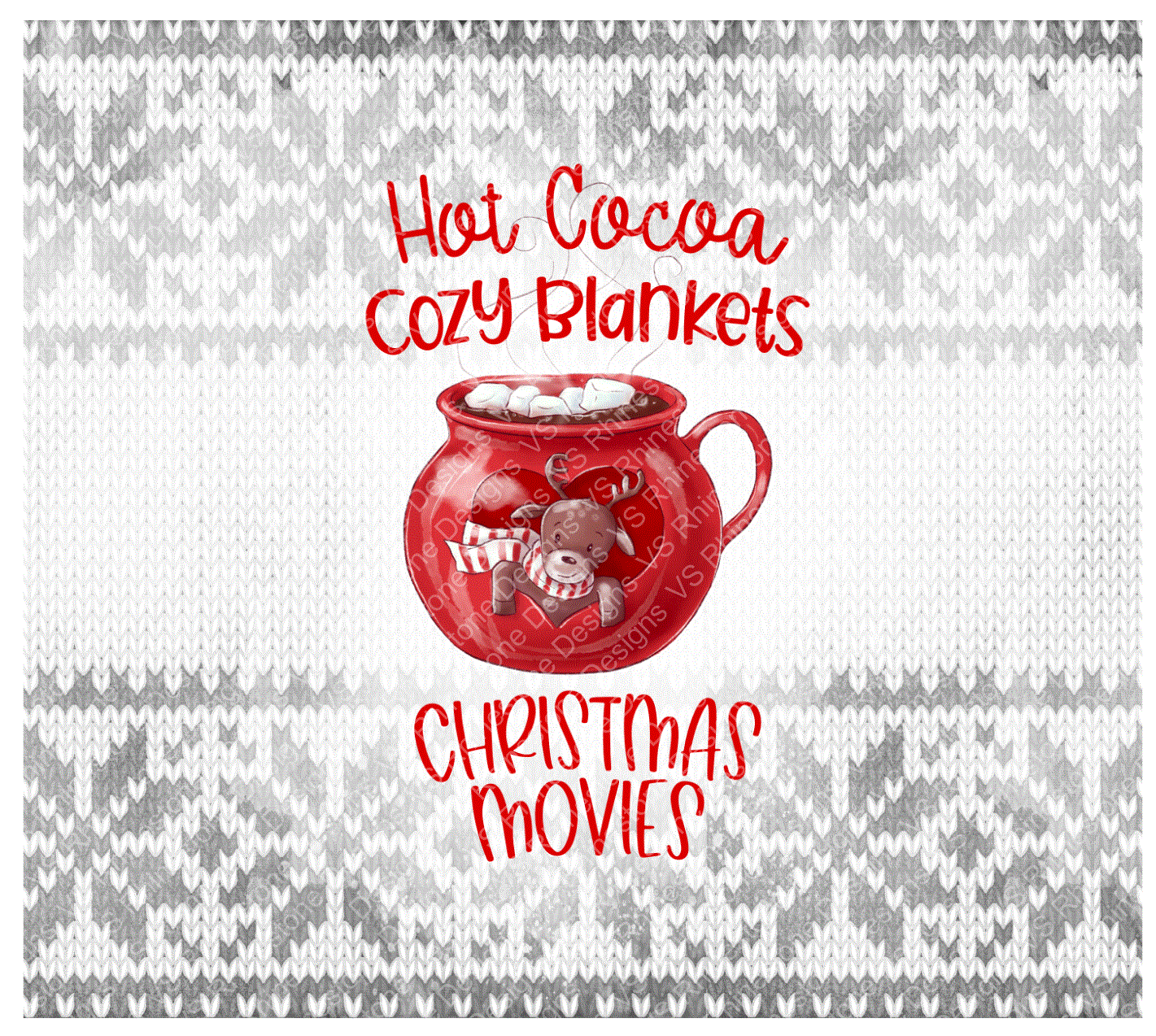 Hot Cocoa and MoviesvFull Color Skinny Tumbler Wrap