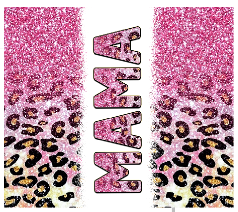 MAMA Pink Glitter Leopard HOLOGRAPHIC Skinny Tumbler Wrap 30oz
