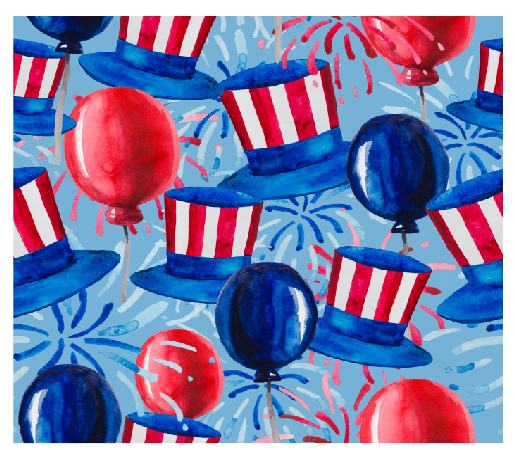 Patriotic Hats Balloons Full Color Skinny Tumbler Wrap