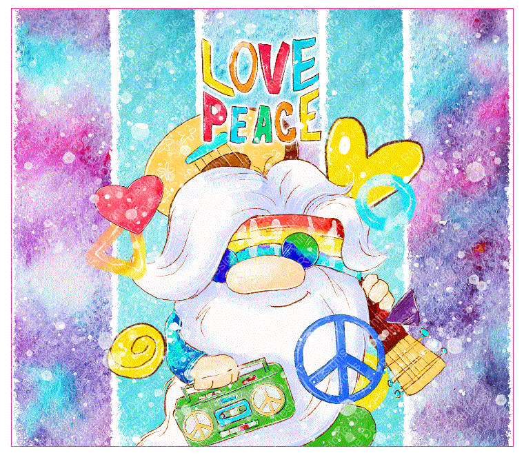 Peace Love Gnomie Full Color Skinny Tumbler Wrap