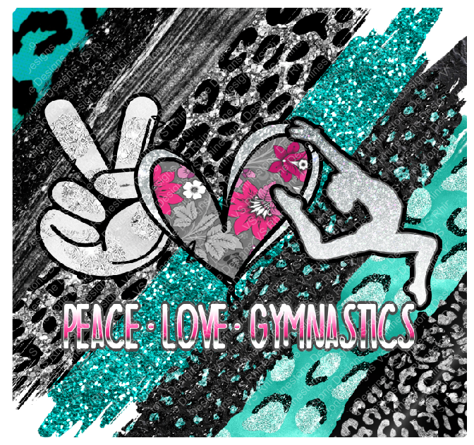 Peace Love Gymnastics Full Color Skinny Tumbler Wrap 30oz