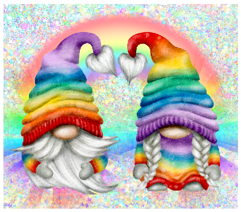 Rainbow Gnomies Full Color Skinny Tumbler Wrap