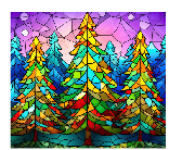 Stained Glass Mosaic Trees Full Color Skinny Tumbler Wrap
