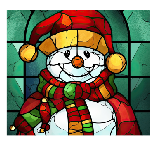 Stained Glass Snowman Full Color Skinny Tumbler Wrap