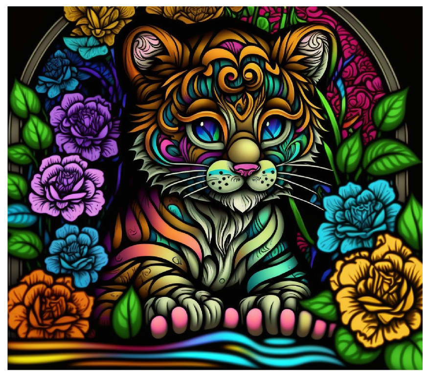Stained Glass Tiger HOLOGRAPHIC Tumbler Wrap 20oz
