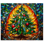 Stained Glass Colorful Tree Full Color Skinny Tumbler Wrap