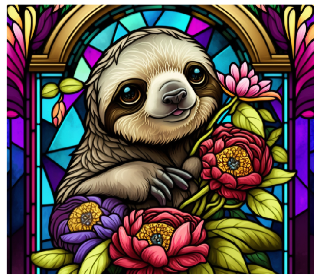 Stained Glass Sloth Full Color Skinny Tumbler Wrap