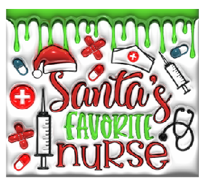 Santas Favorite Nurse Puff Full Color Skinny Tumbler Wrap