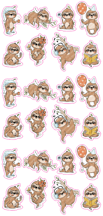 Sloth Decal Stickers 24 PC