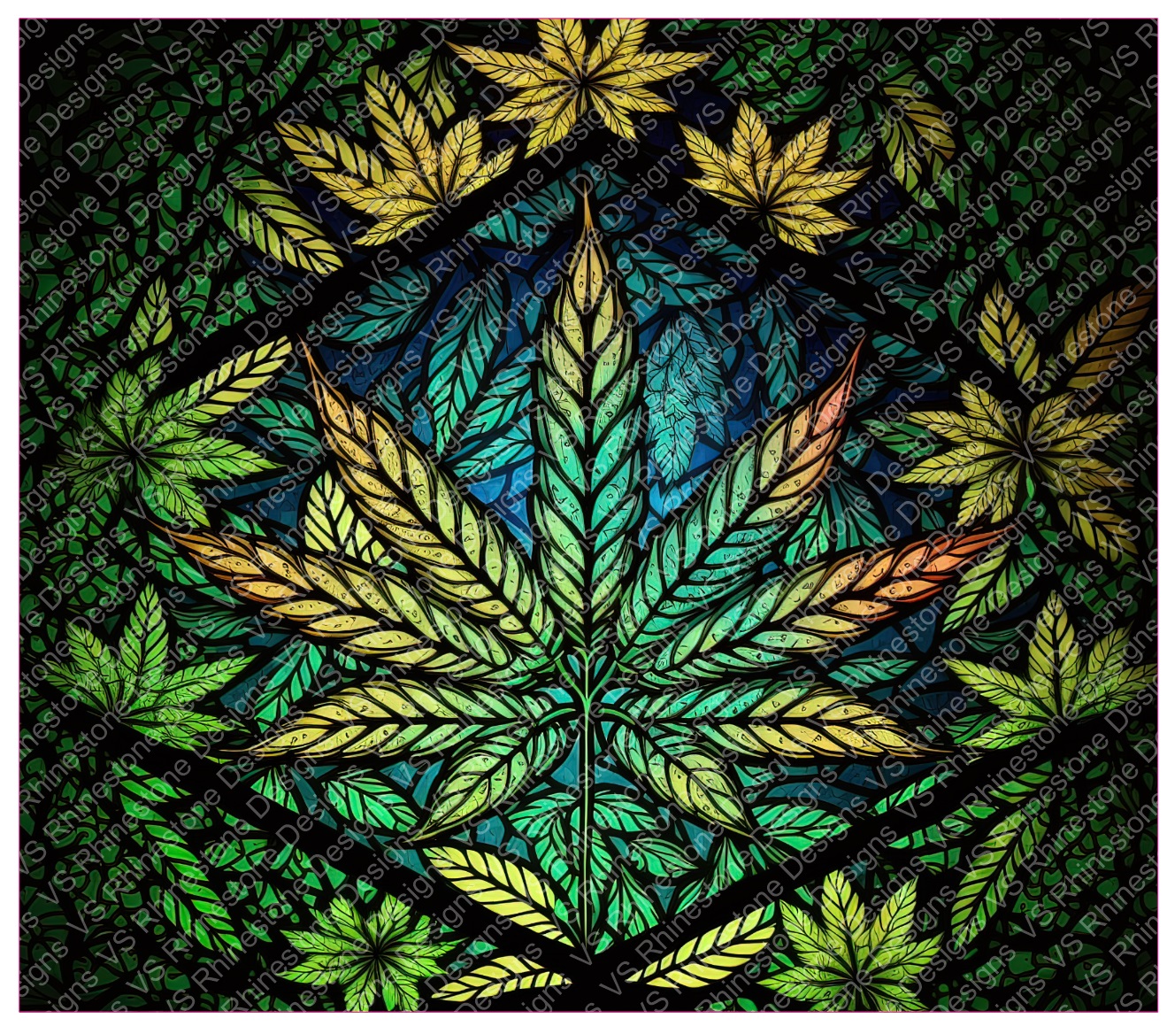 Stained Glass 420 Full Color Skinny Tumbler Wrap