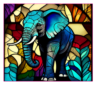 Stained Glass Elephant Full Color Skinny Tumbler Wrap