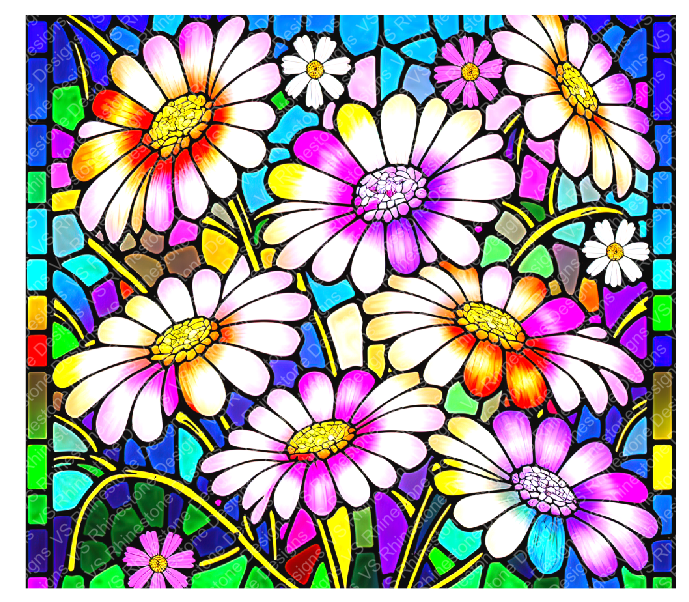 Stained Glass Flowers Full Color Skinny Tumbler Wrap