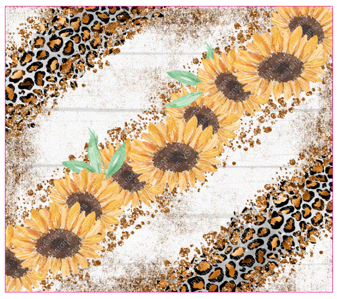 Sunflower Leopard CLEAR CAST Skinny Tumbler Wrap 20oz