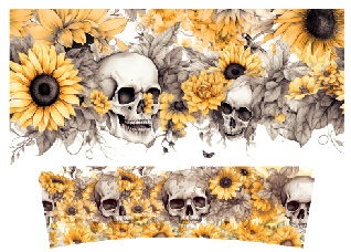 Sunflower Skulls 40oz Tumbler Sublimation Wrap