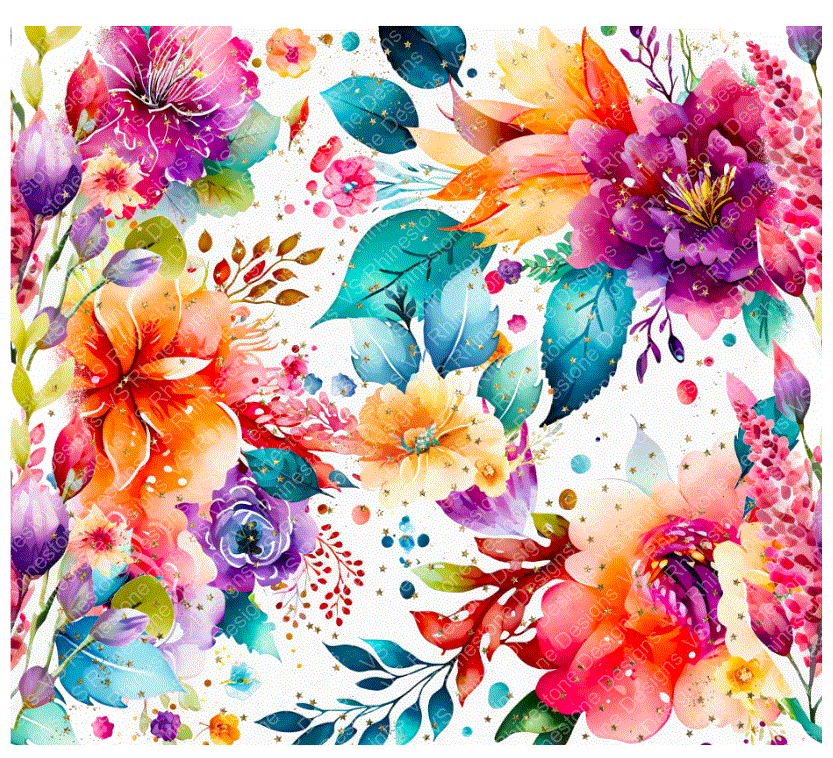 Watercolor Flowers Full Color Wrap