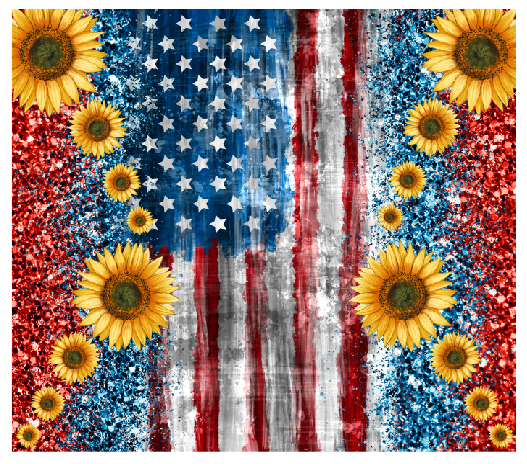 American Flag Sunflower Full Color Skinny Tumbler Wrap 20oz