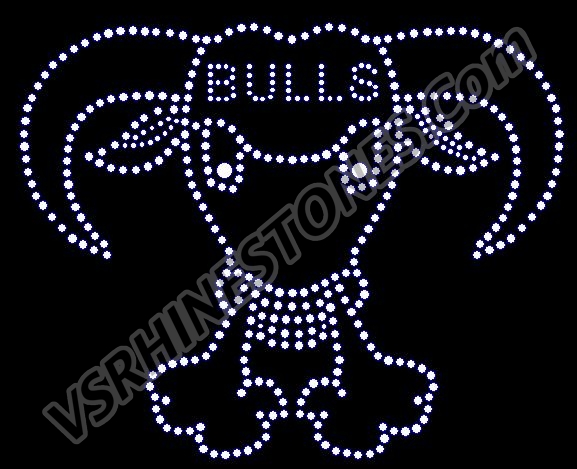 Bulls word and Mascot Rhinestone Transfer