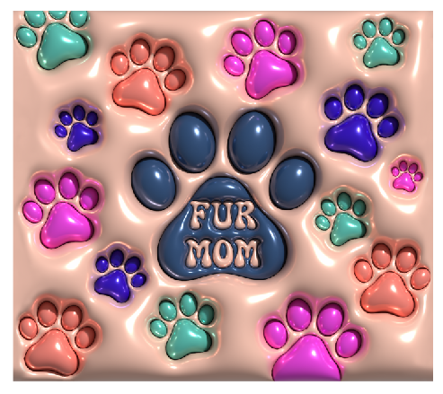 Fur Mom Puff Full Color Skinny Tumbler Wrap