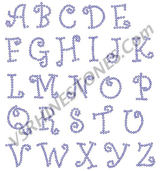 Letters Curlz 1 Inch Rhinestone Transfer - Full Alphabet
