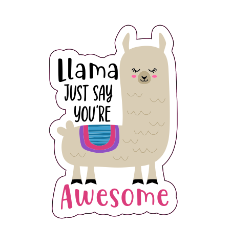 Llama Say You're Awesome Packaging Sticker