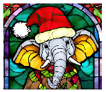 Stained Glass Christmas Elephant Full Color Skinny Tumbler Wrap