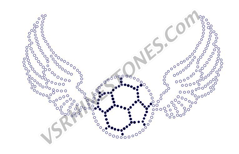Soccer Ball with Wings Rhinestone Transfer