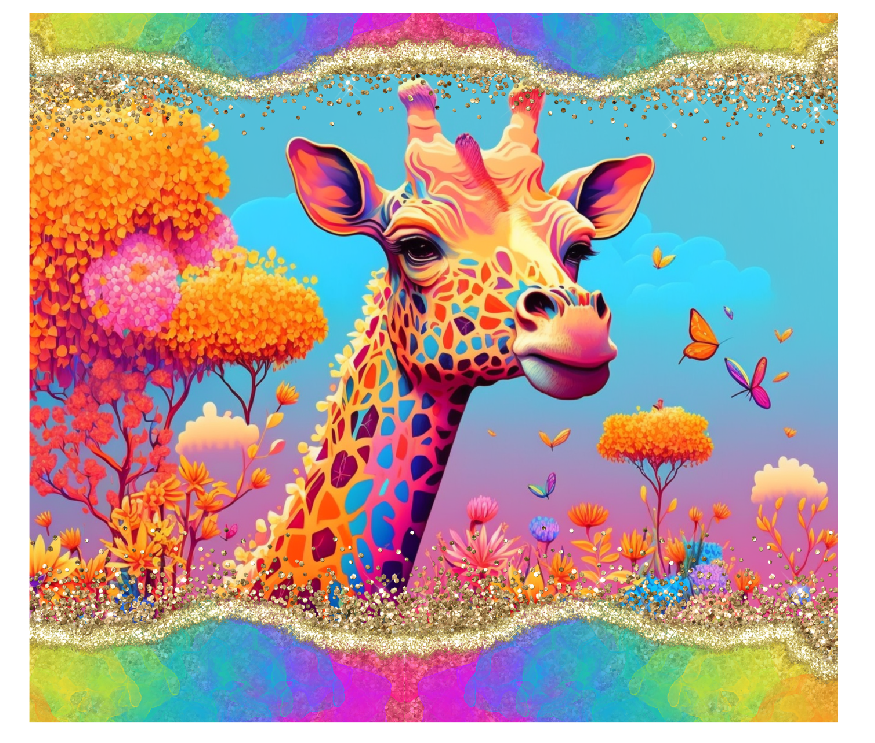 Watercolor Giraffe HOLOGRAPHIC Skinny Tumbler Wrap 20oz